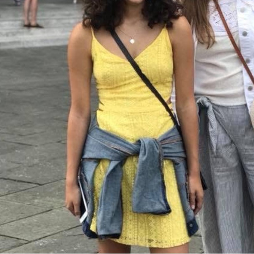 Yellow Sundress and White Jacket Outfit